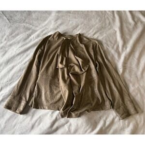 Charlotte Russe Metallic Taupe Faux Suede Open Front Drape Tie Back Jacket